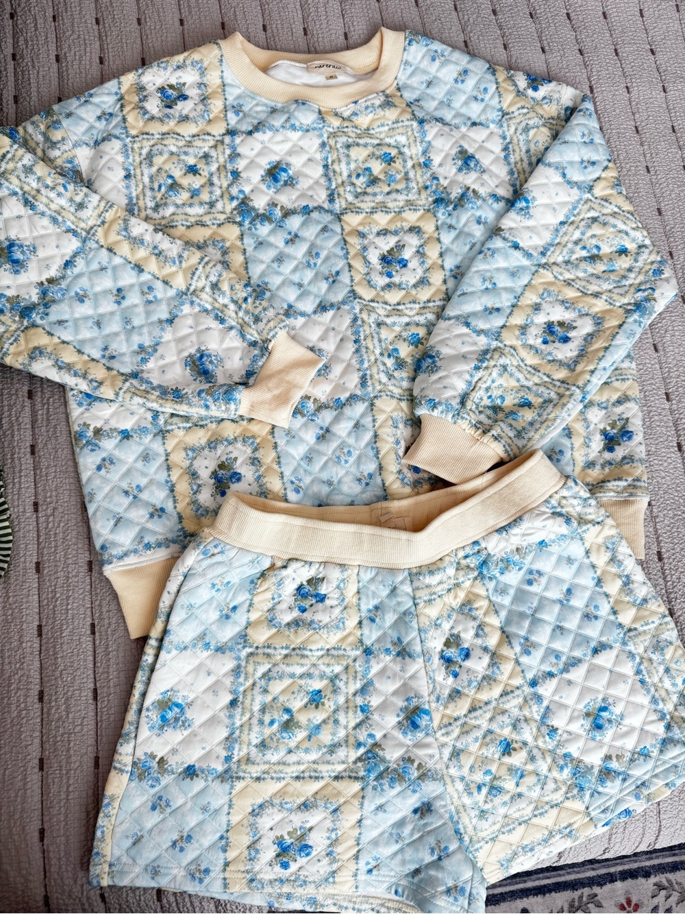 Quilted Blue Floral Kids Pajama Set
